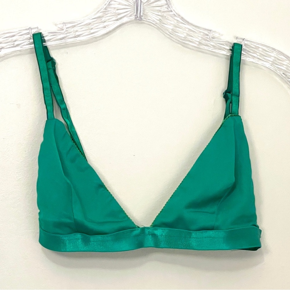 Ownley Emerald Green Triangle Bralette Top (Size S)